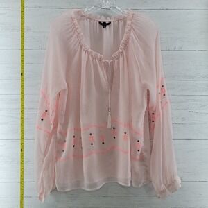 Victoria's Secret Sheer Pink Boho Top, Size Medium